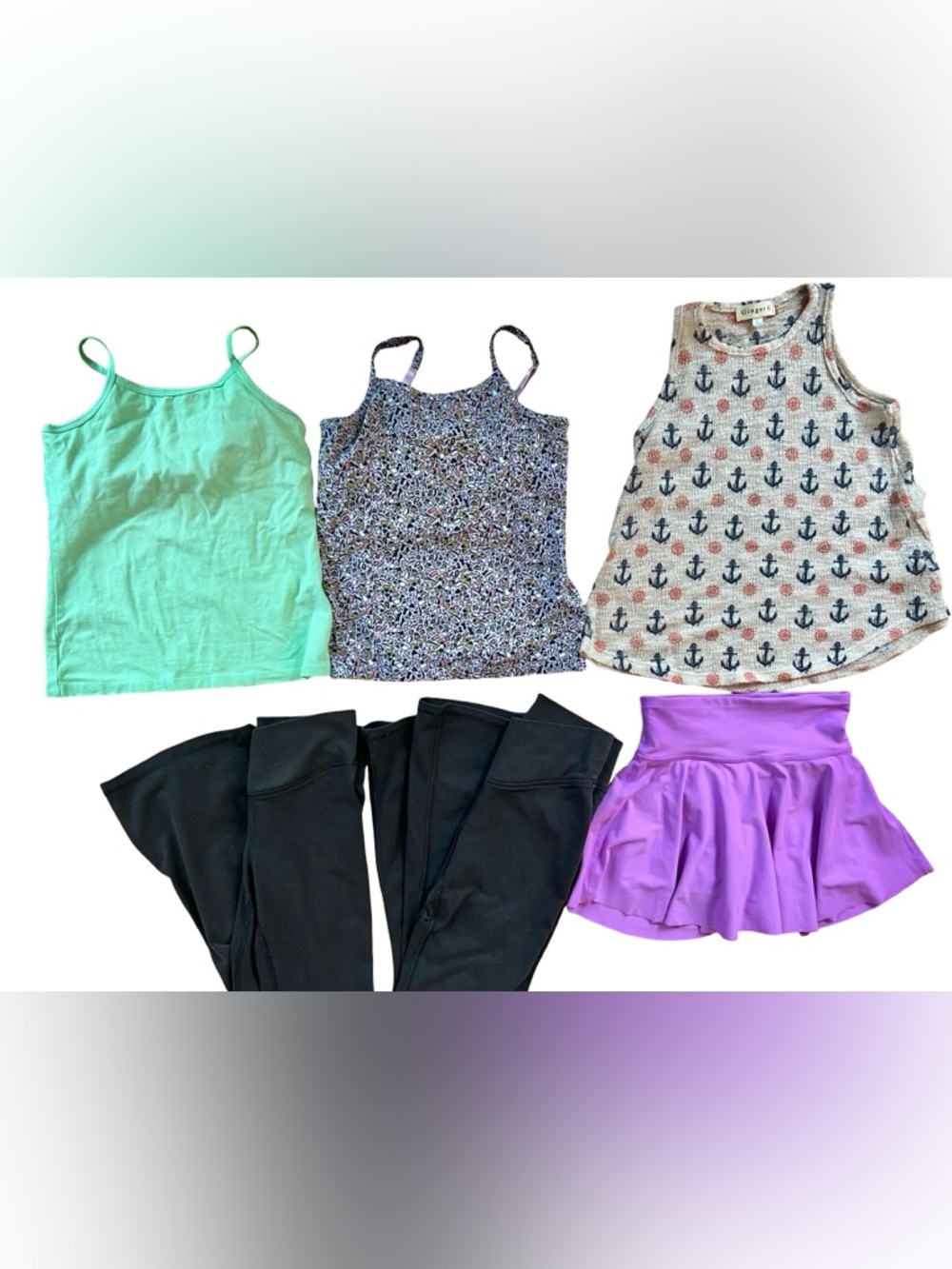 Girls Activewear Bundle Size M (8) 6pc Athletic Set Skort Leggings Tanks